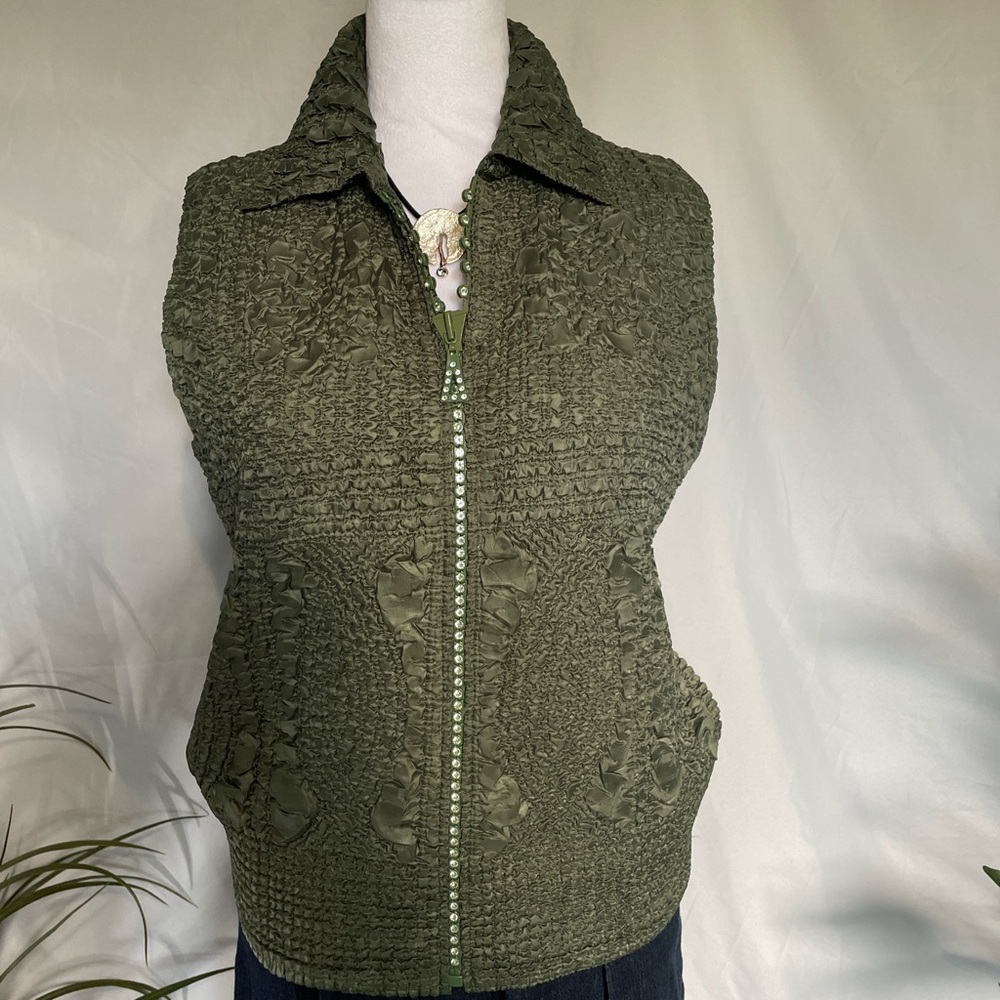 Olive Green Textured Women's Tank Top